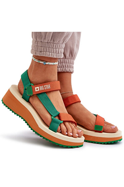 Big Star Shoes Women's Platform and Wedge Sandals Big Star NN274A053 Green-Or...