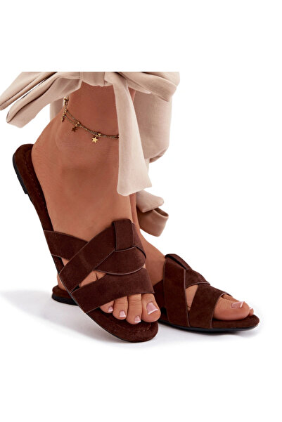 BOTO Sandale damă cu curele plate, culoare ciocolată, Pavelle, 41