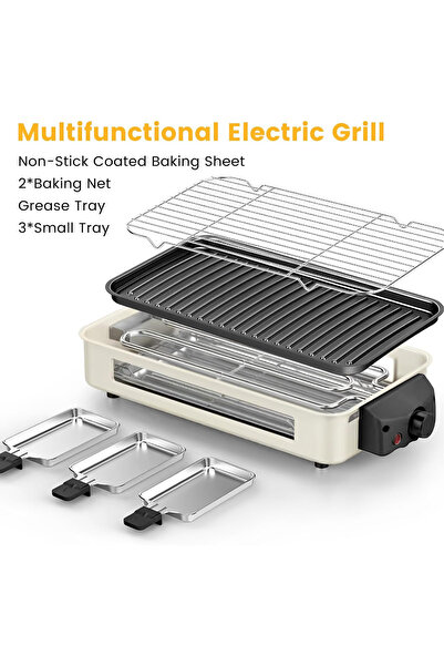 inabyte 1500W Electric Grill Health Cooking Smokeless With Removable Grill &G...