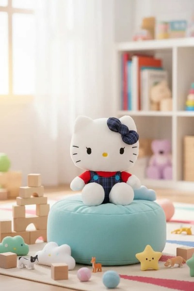 SANRIO Lisanslı Hello Kitty Oturan 25 cm Peluş Oyuncak