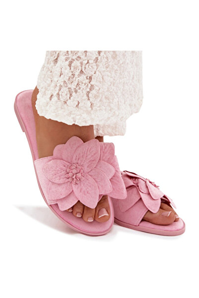 BOTO Sandale plate roz cu imprimeu floral pentru femei, Elzoria 37
