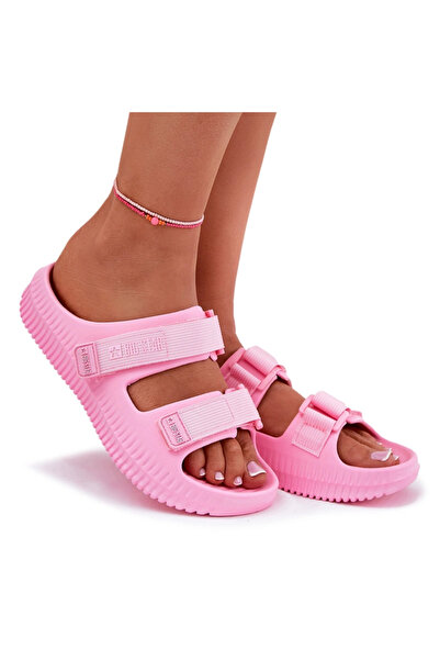 Big Star Shoes Papuci de damă din spumă cu velcro, stea mare, RR274A528, roz, 39