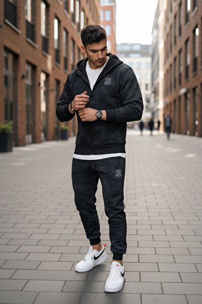 dehaine Men's tracksuit, sweatshirt + pants, men's suit, AB031