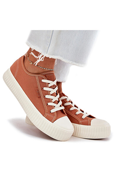 Big Star Shoes Women's fabric sneakers on platform Big Star RR274778 Orange 39