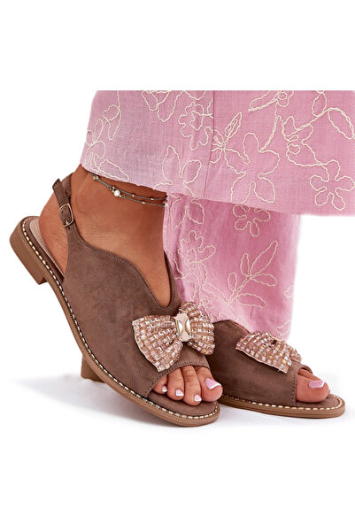 S.BARSKI Sandale damă cu fundă pe toc plat bej KV51-014 40