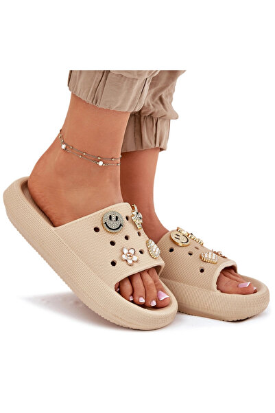 Vinceza Papuci de damă din spumă cu accesorii bej 76055 35/36