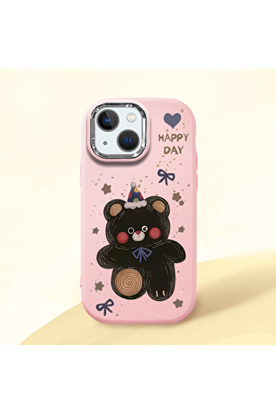 Hontinga حافظة هاتف من السيليكون الناعم باللون الوردي متوافقة مع كاميرا آيفون...