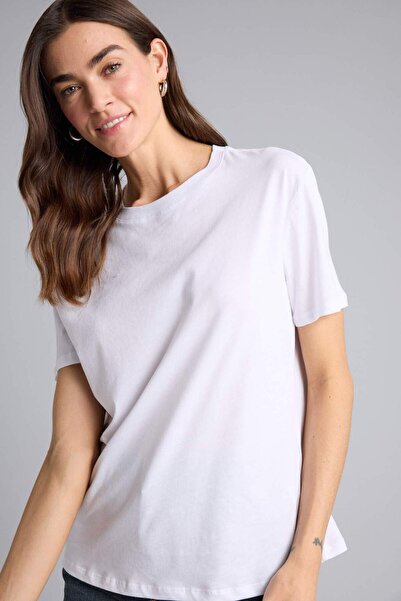 DeFacto Μπλουζάκι με κοντό μανίκι από βασικό χτενισμένο βαμβάκι με λαιμόκοψη ...