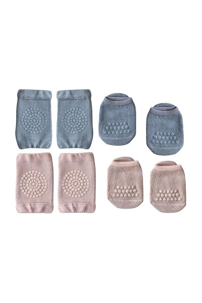 Arabest قطعتان من واقيات الركبة للأطفال، جوارب قدم مانعة للانزلاق، مطاط قابل ...