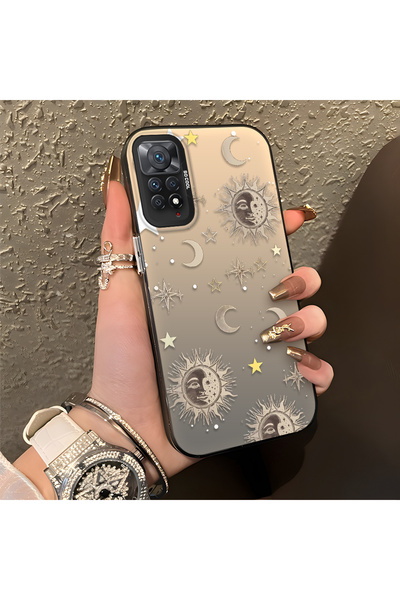 CASEVIBE Redmi Note 11 Pro 4G/5G Uyumlu Altın Tonlu Yıldız Desenli Akrilik Ma...