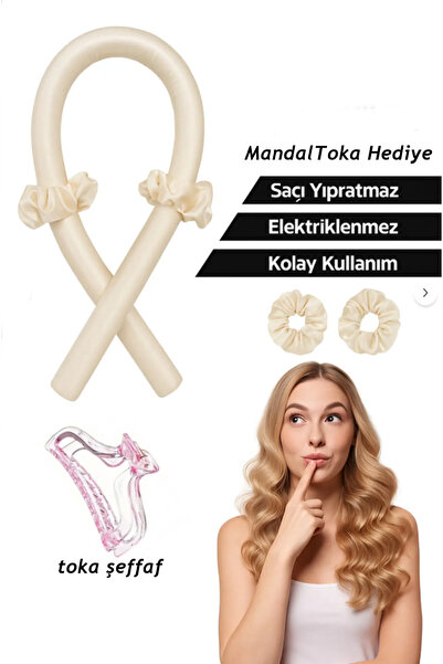 Kezban Tekstil Isısız Saç Şekillendirme Seti - Saten Gece Bigudisi - Saç Sosi...