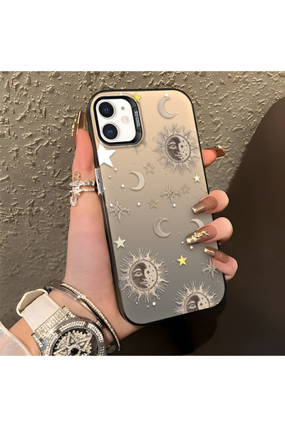 CASEVIBE iPhone 12/12 Pro Uyumlu Altın Tonlu Yıldız Desenli Akrilik Malzemeli...