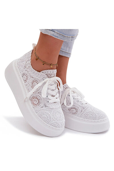 BOTO Crochet Women's Platform Sneakers White Evalora 38