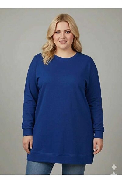 BETES Women's Hijab Oversize Size Cobalt Blue Tunic Sweatshirt