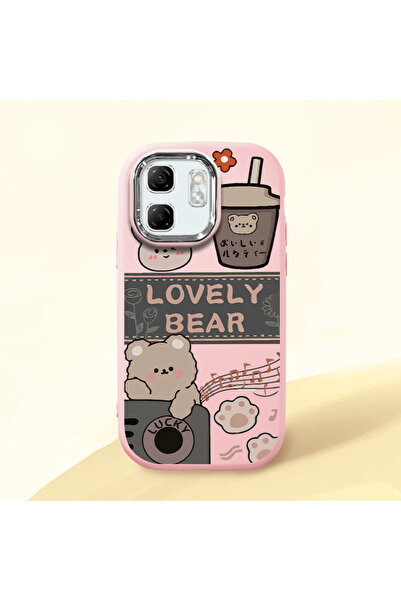 Hontinga حافظة هاتف من السيليكون الناعم باللون الوردي متوافقة مع كاميرا Infin...