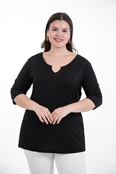 Roxxlen Women's Plus Size Collar Detail Badi