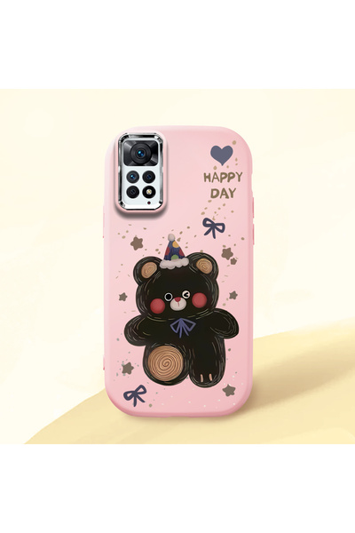 Hontinga حافظة هاتف من السيليكون الناعم باللون الوردي متوافقة مع كاميرا ريدمي...