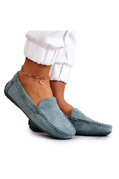 Evento Mocasini loafers din piele întoarsă mentă Morreno 36