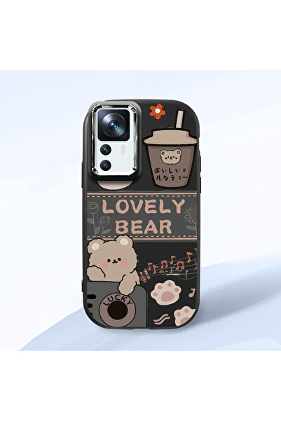 Hontinga حافظة هاتف من السيليكون الناعم باللون الأسود متوافقة مع كاميرا Mi 12...