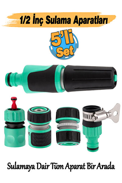 Badem10 5'li Set Yarım Parmak 1/2 İnç Hortum Ekleme Aparatı Sulama Başlık Sök...