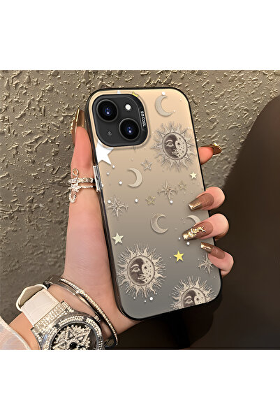 CASEVIBE iPhone 15 Plus/14 Plus Uyumlu Altın Tonlu Yıldız Desenli Akrilik Mal...