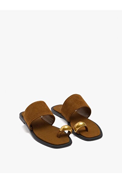 PARFOIS Kadın Metalik Detaylı Deri Sandalet