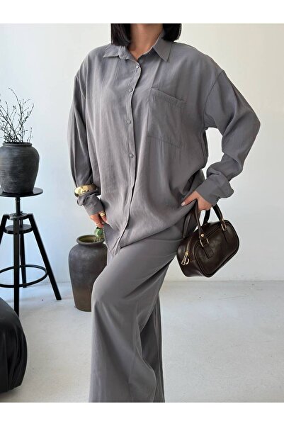 Tarzımızbir Σετ πουκάμισο-παντελόνι Μοντάλ Υφαντό υφασμάτινο χιτζάμπ