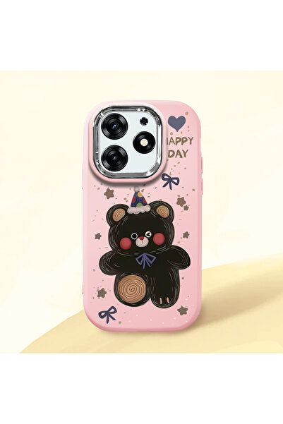 Hontinga حافظة هاتف من السيليكون الناعم باللون الوردي متوافقة مع كاميرا تكنو ...