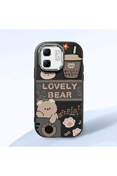 Hontinga حافظة هاتف من السيليكون الناعم باللون الأسود متوافقة مع كاميرا Infin...