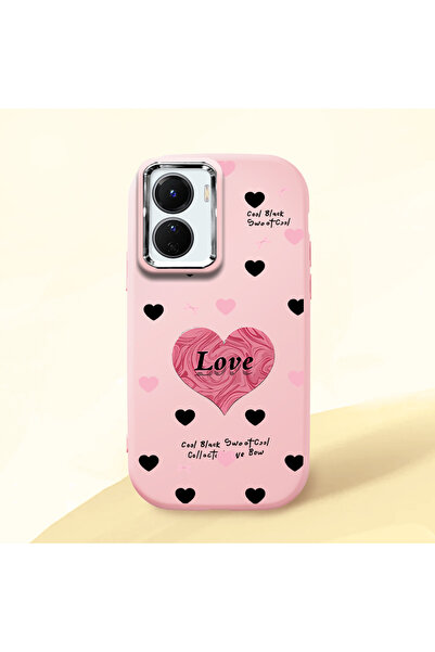 Hontinga حافظة هاتف من السيليكون الناعم باللون الوردي متوافقة مع كاميرا Vivo ...