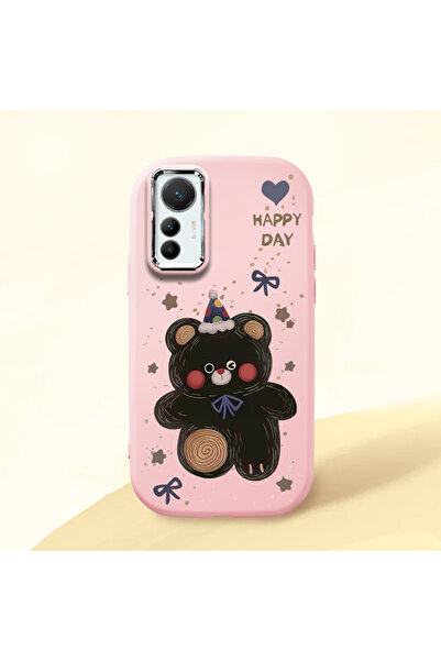 Hontinga حافظة هاتف من السيليكون الناعم باللون الوردي متوافقة مع كاميرا Mi 12...