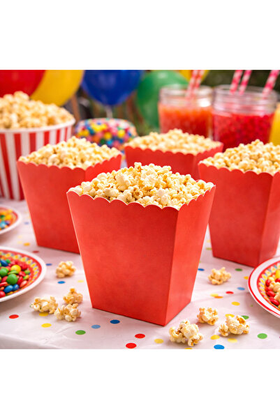Happyewent 8’li Kırmızı Popcorn Kutusu – Mısır Kabı Patlamış Mısır Servis Kut...