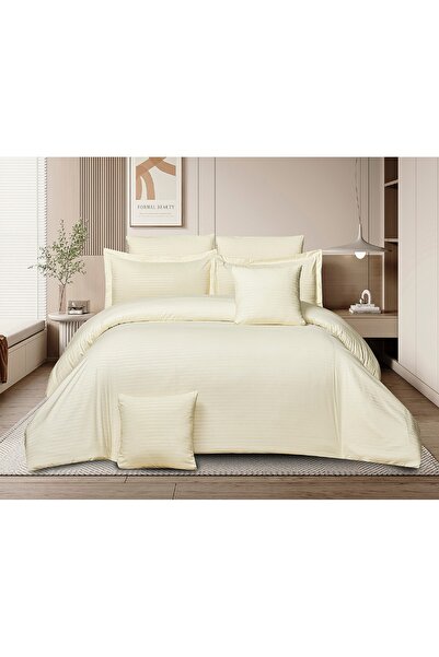 MIXSNOW 6PCS Comforter Set Soft Microfiber Striped Fabric Duvet Cover Removab...