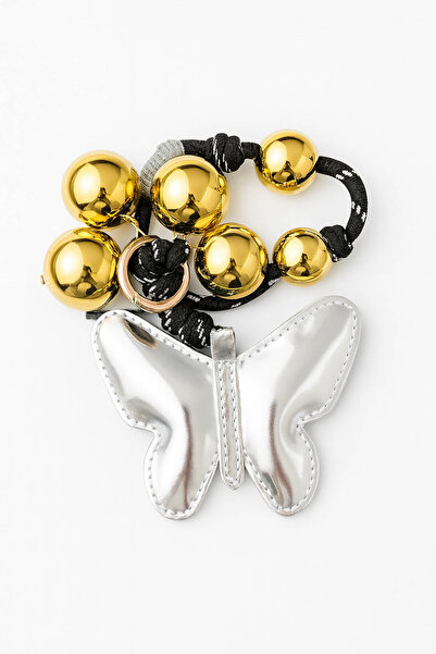 E MODA Μπρελόκ μεταλλικό πεταλούδα τριών χρωμάτων & στολίδι τσάντας με χρυσές...