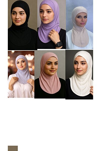 ALDAIYR 6Pcs Ninja Bone Stretch Fabric Hijab Bonnet with Neck Collar