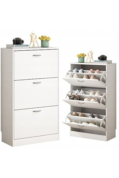 BADU Dulap pantofi cu 3 uși, stil loft, 110 cm