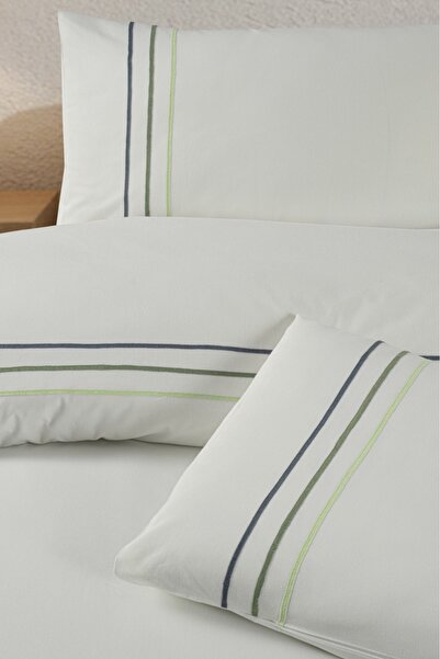 Uçkan home 100% Cotton Embroidered Double Duvet Cover Set