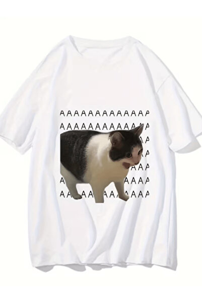 gencerco Meme Tužno mačka Štampano Premium Oversize kroj T-shirt