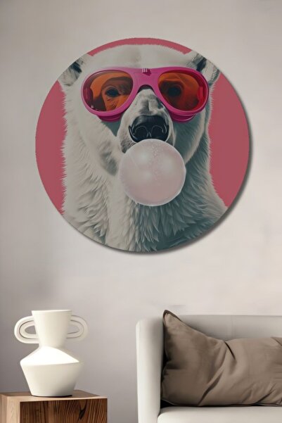 Teona Ahşap Yuvarlak Sevimsiz Kutup Ayısı Sakızlı Pembe Güneş Gözlüklü Ahşap ...