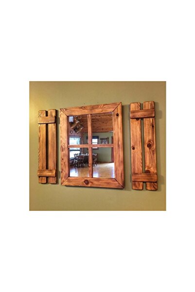 Vivense DFN WOOD RUSTİK DİKDÖRTGEN PENCERE AYNA, KAHVERENGİ, 50X65