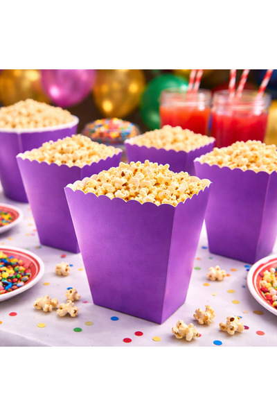 Happyewent 8’li Mor Mısır Kabı – Popcorn Kutusu Patlamış Mısır Servis Kabı Pa...