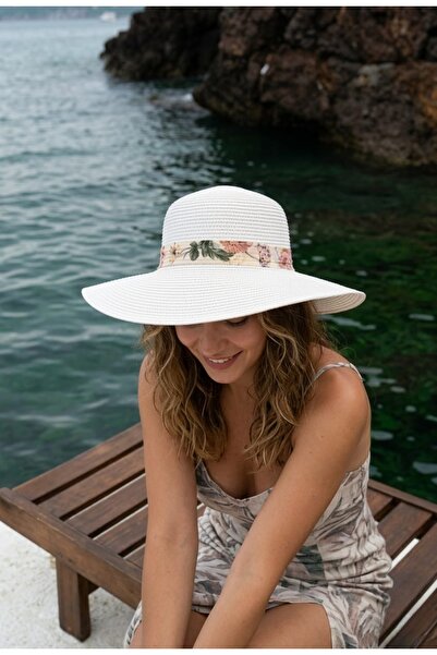 LAGRANZE Ženski slamnati šešir sa detaljima od trake