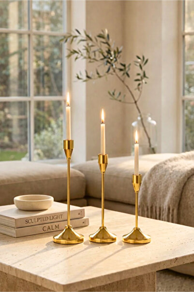 HOMİNG Bellora Gold 3'lü Şamdan Seti 242624