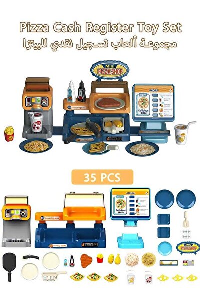 Generic Cash Register Playset,Kids Pretend Pizza Cash Register Toy Set with B...