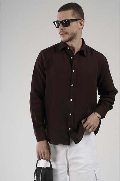 king brich قميص رجالي من قماش الموسلين العادي 100% قطن قطعة لون سادة