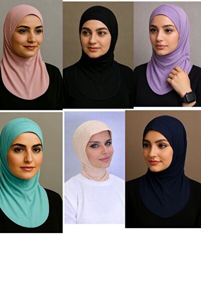 ALDAIYR 6Pcs Ninja Bone Stretch Fabric Hijab Bonnet with Neck Collar