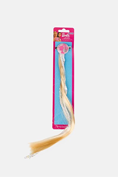 Barbie Kids Girl Graphic Print Hair Extensions With Clip, Multicolor