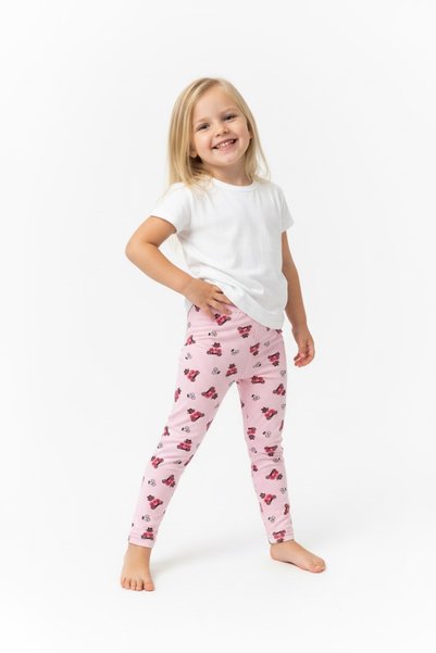 Kidiba Girl's Pink Color Patterned Stretchy Cotton Pack Tights