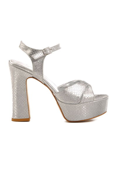Aspor Silver Gray Platform High Heel Women's Heeled Shoes