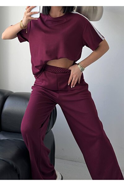 elbisereyonda New Season Modal Fabric Striped Detail Suit